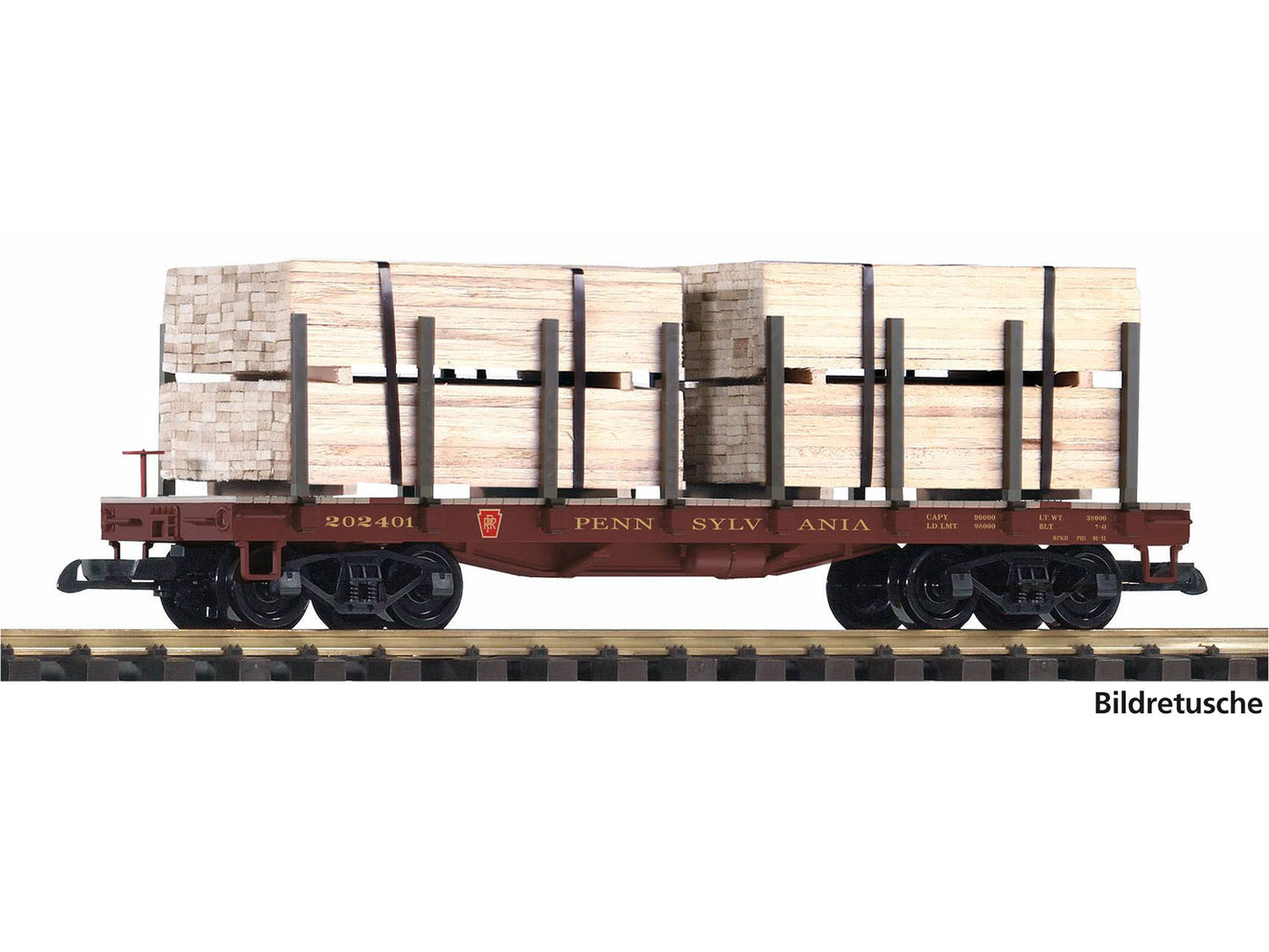 Piko PRR Stake Wagon w/Lumber Load PK38799 G Gauge