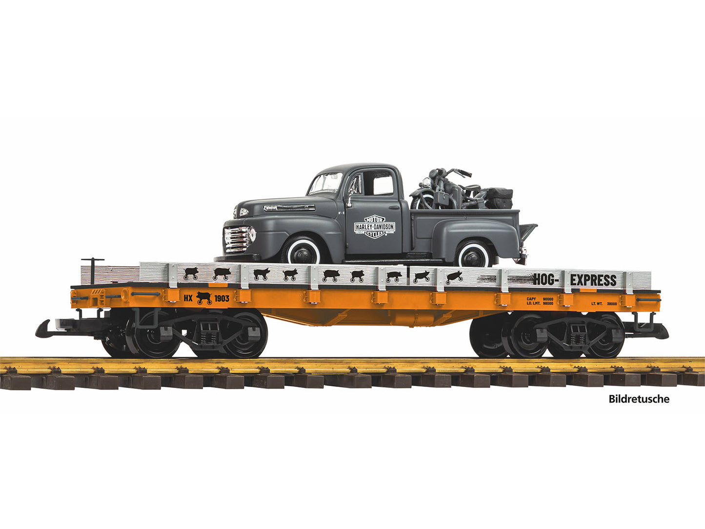 Piko 38984 Auto Transportation Wagon w/1950 Chevrolet Pick Up Load G Gauge
