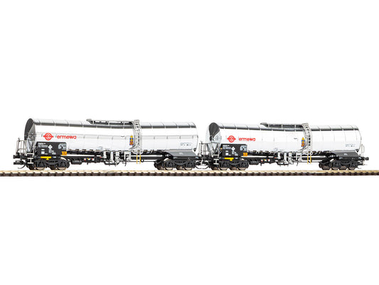 Piko 47683 Ermewa Bogie Chemical Tank Wagon Set (2) VI TT Gauge