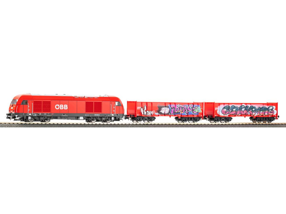 Piko Ready to Run OBB Rh2016 Graffiti Freight Train Set VI PK57033 HO Gauge