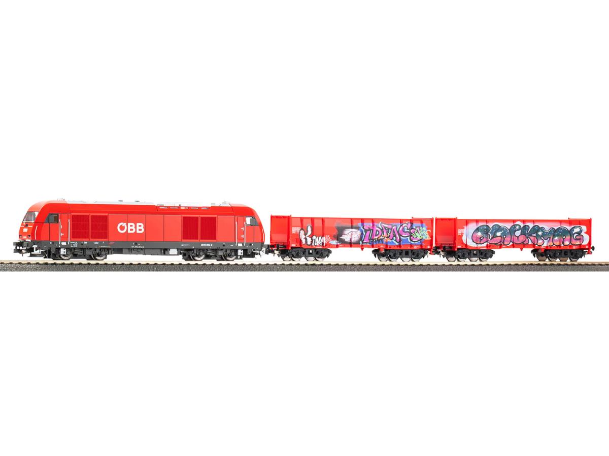Piko Ready to Run OBB Rh2016 Graffiti Freight Train Set VI PK57033 HO Gauge
