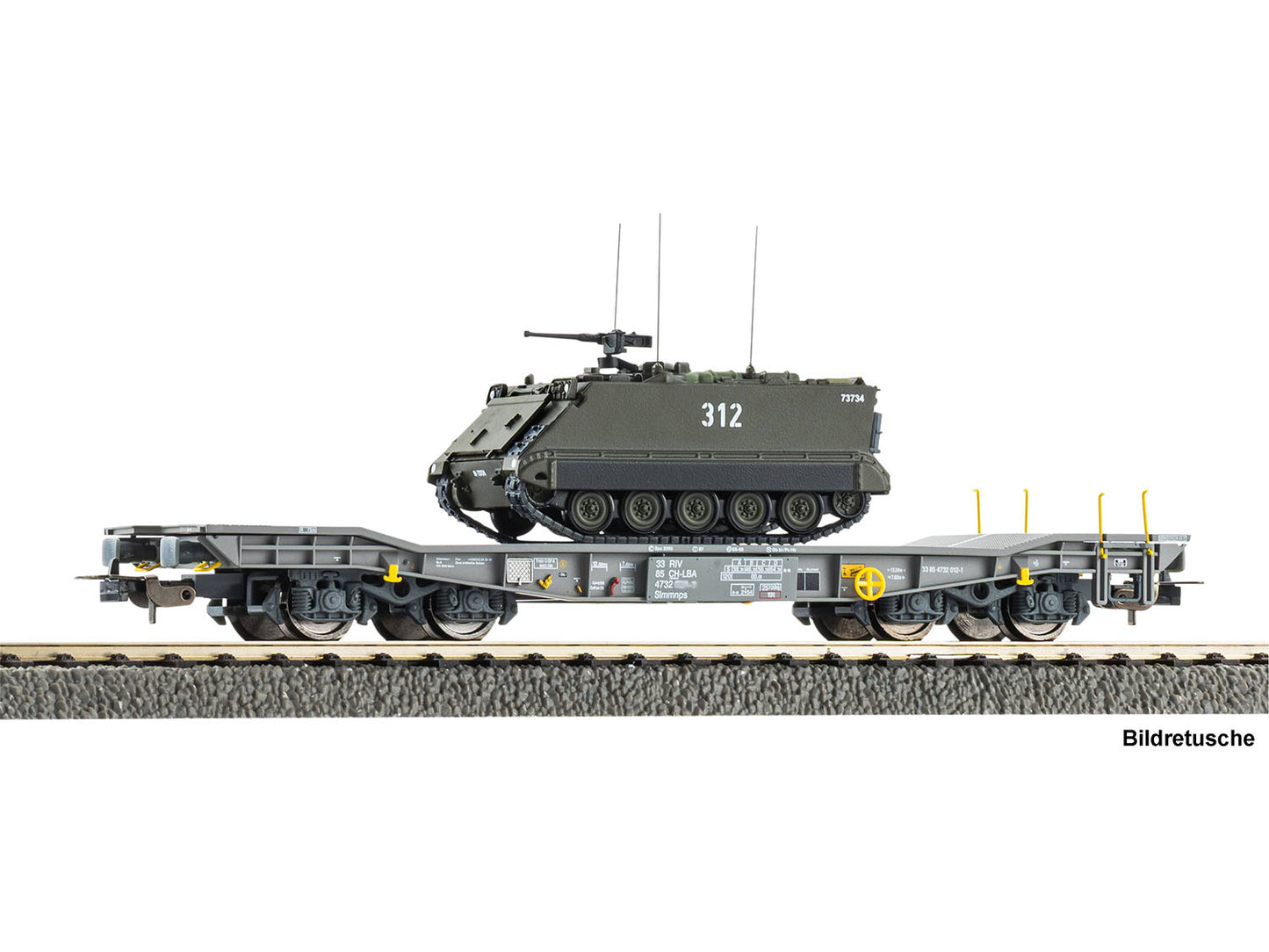 Piko 96280 Expert SBB-CFF Bogie Flat Wagon w/M113 Tank Load V HO Gauge