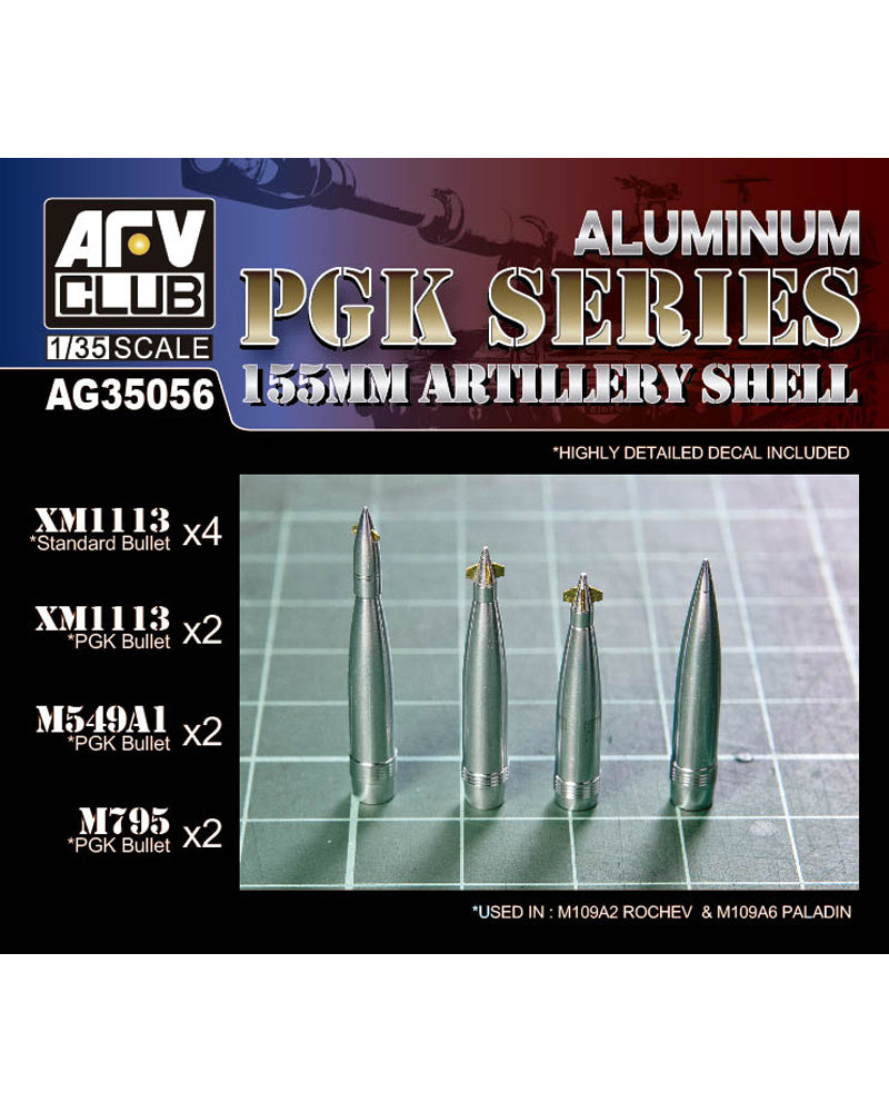 AFV Club AG35056 US PGK Series 155mm Artillery Shells (aluminium) 1:35 Model Kit
