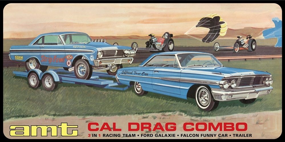 Call Racing Toys AMT 1223 Cal Drag Combo 3-in-1 Galaxie, Falcon & Trailer 1:25 Model Ki ...