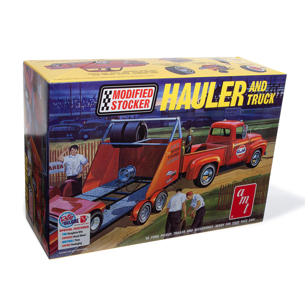 AMT 1310 1953 Ford Pickup Modified Stocker Hauler (Gulf) 1:25 Model Kit