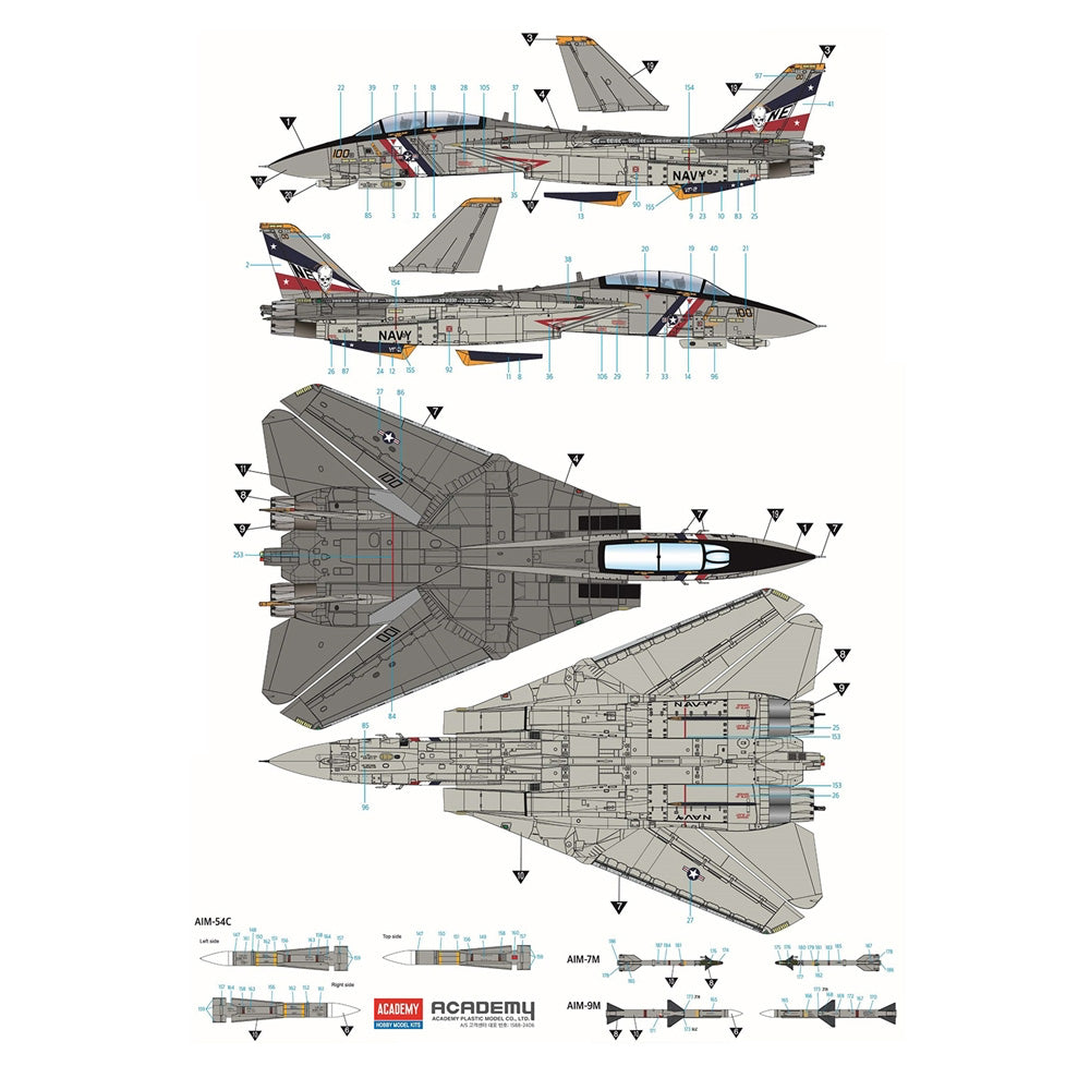 Academy 12370 USN F-14D VF-2 Bounty Hunters 1:48 Model Kit