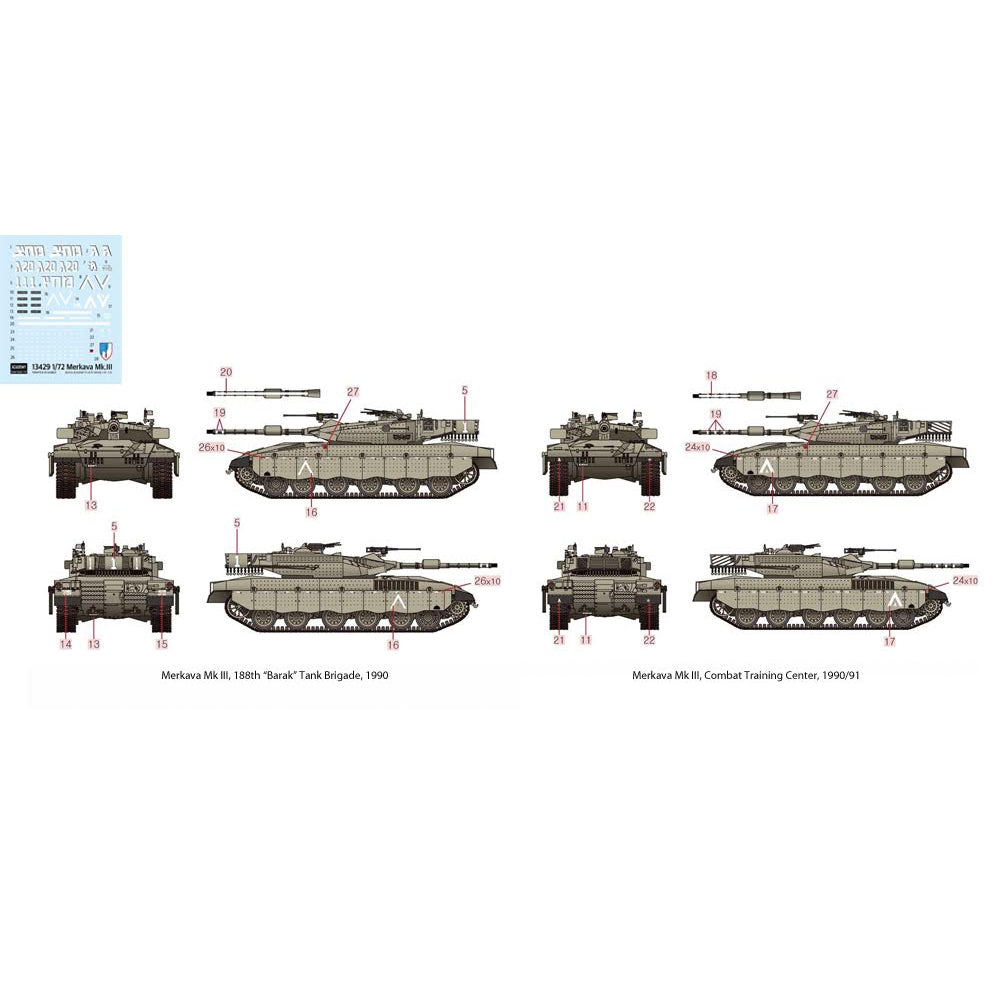 Academy 13429 IDF Merkava MkIII 1990/91 1:72 Model Kit