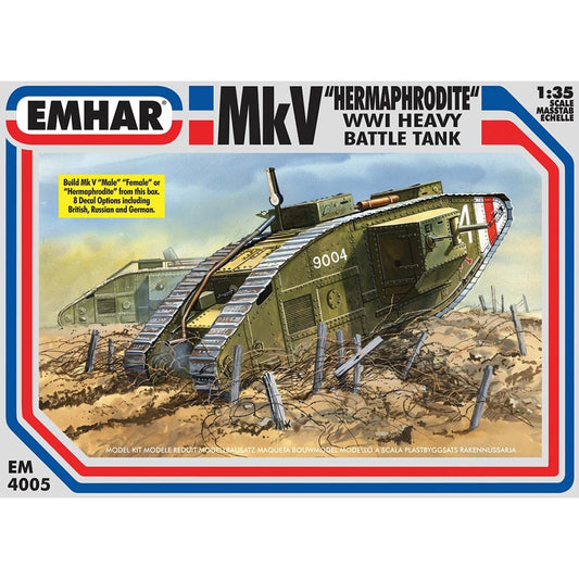 Emhar 4005 Mk V Hermaphrodite WWI Heavy Battle Tank 1:35 Plastic Model Kit