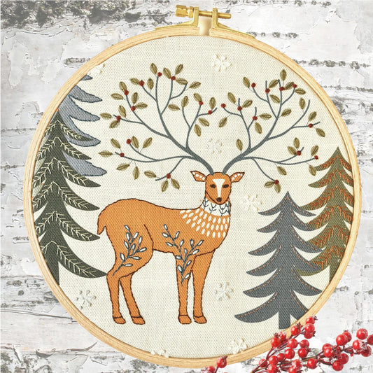 Corinne Lapierre Printed Linen Embroidery Kit King of the Woods
