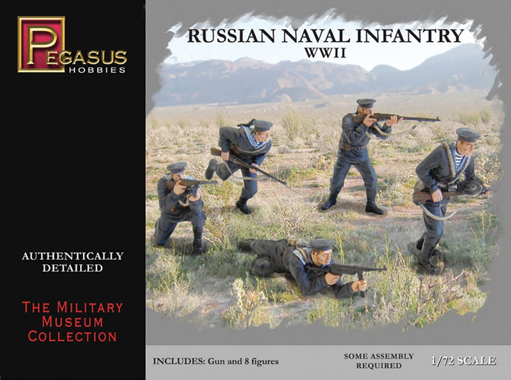 Pegasus 7270 WWII Russian Naval Infantry Figures (8& Gun) 1:72 Model Kit