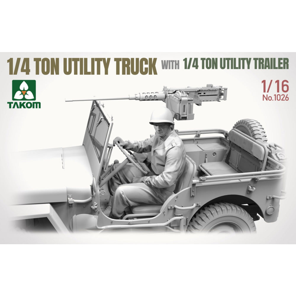Takom 1026 1/4 Ton Utility Truck with 1/4 Ton Utility Trailer 1:16 Model Kit