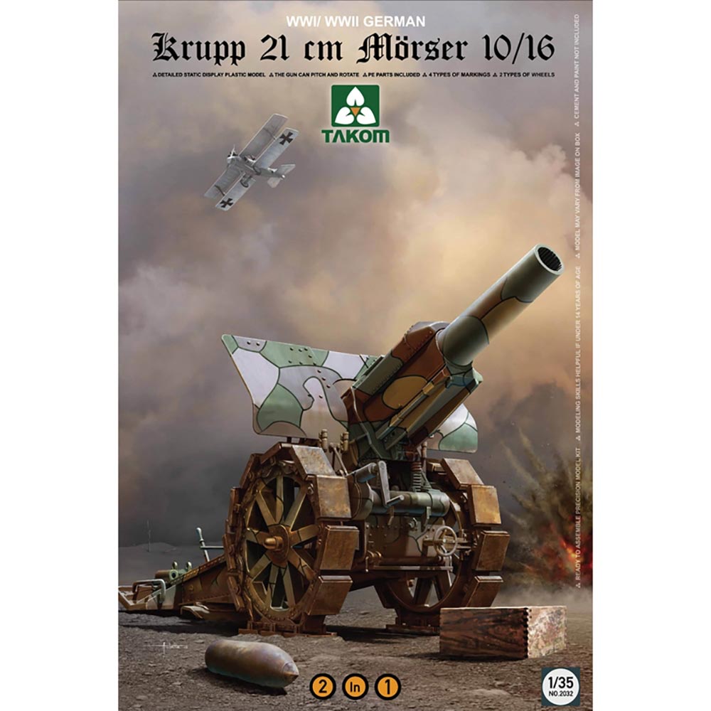 Takom 2032 Krupp 21cm Morser 10/16 2-in-1 1:35 Plastic Model Kit