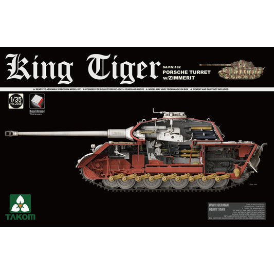 Takom 2046 German King Tiger (P) Heavy Tank w/Zimmerit & Interior 1:35 Model Kit