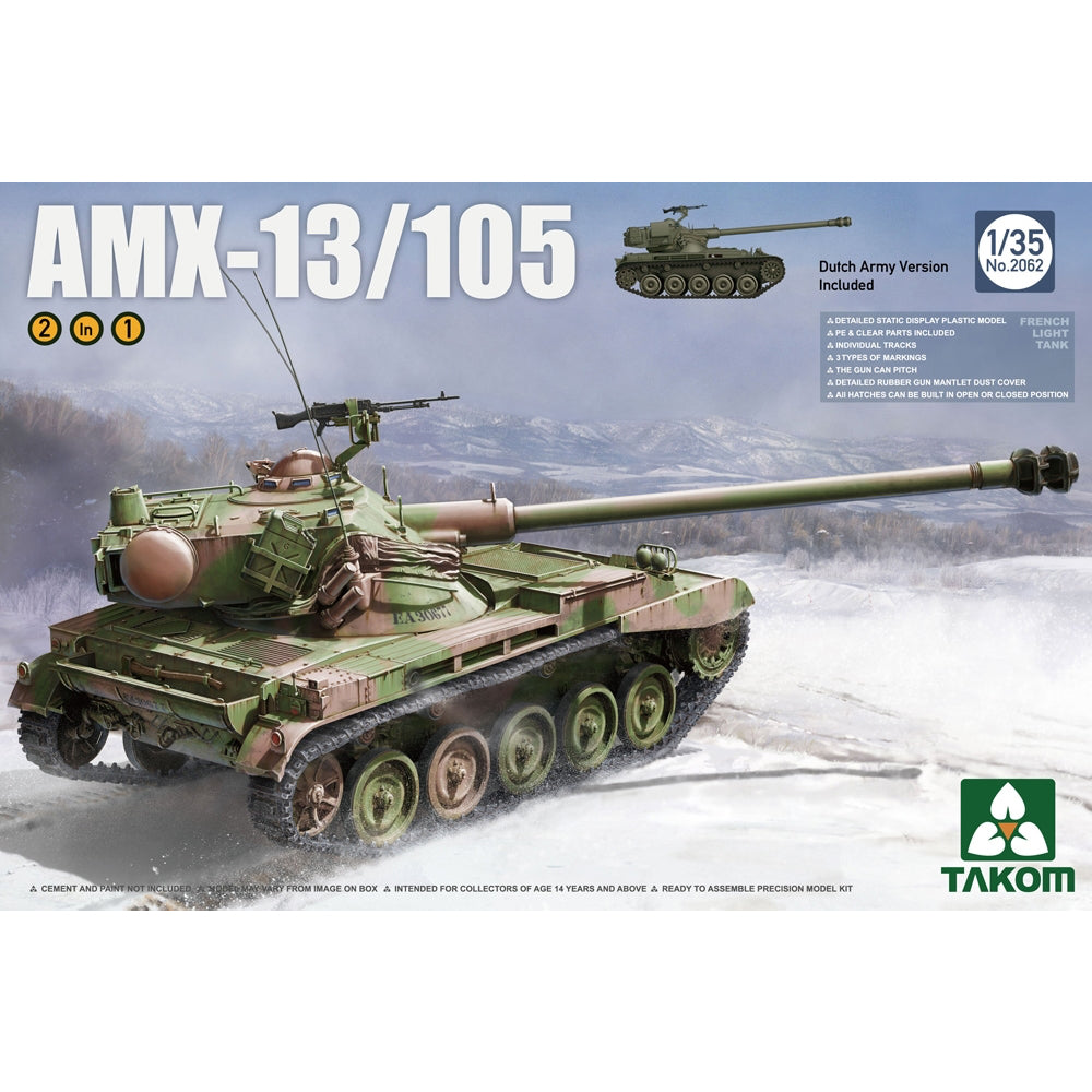 Takom 2062 AMX-13/105 Light Tank Dutch Army 2 in 1 1:35 Model Kit