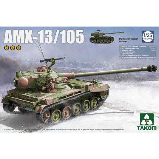 Takom 2062 AMX-13/105 Light Tank Dutch Army 2 in 1 1:35 Model Kit