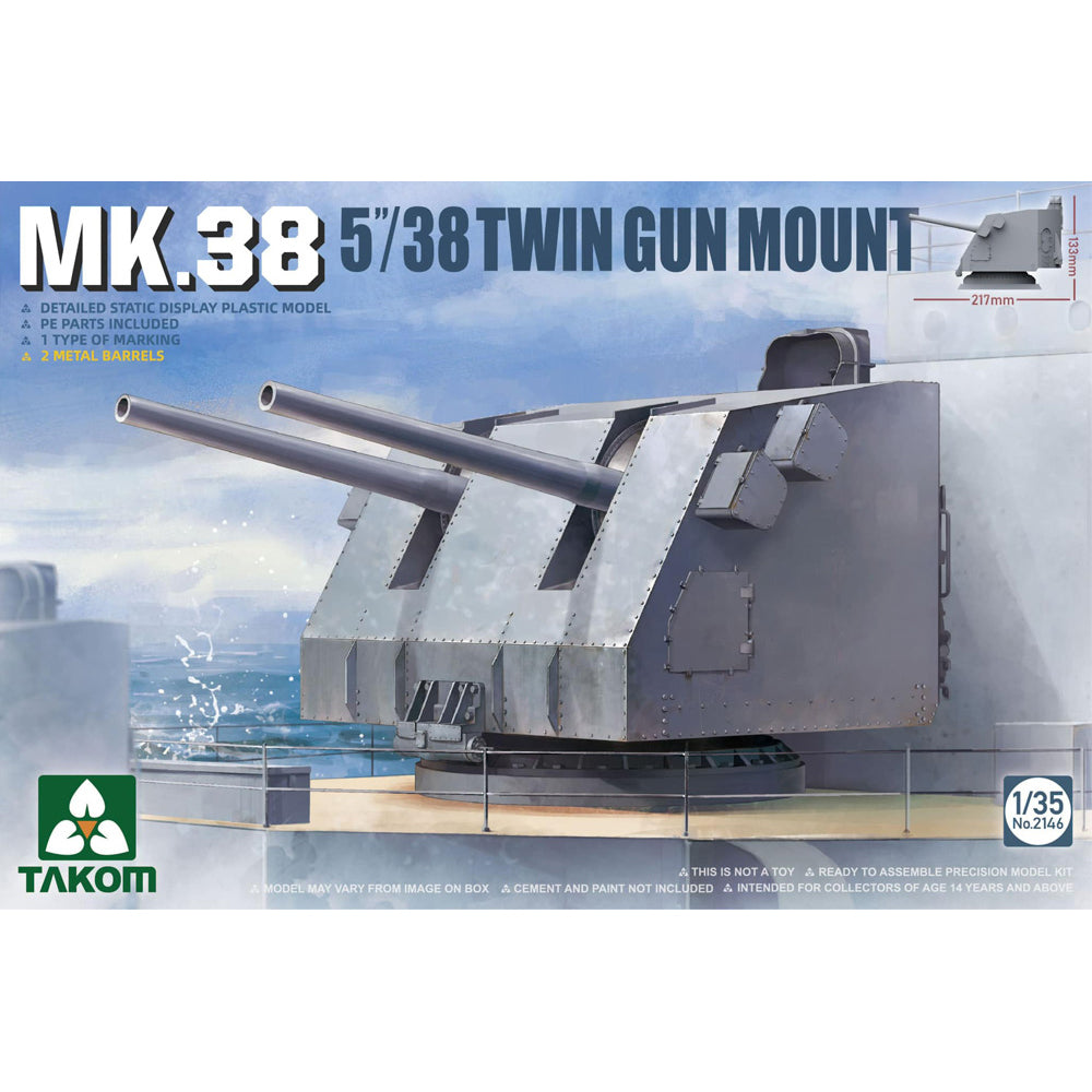 Takom 2146 Mk 38 5''/38 Twin Gun Mount 1:35 Model Kit