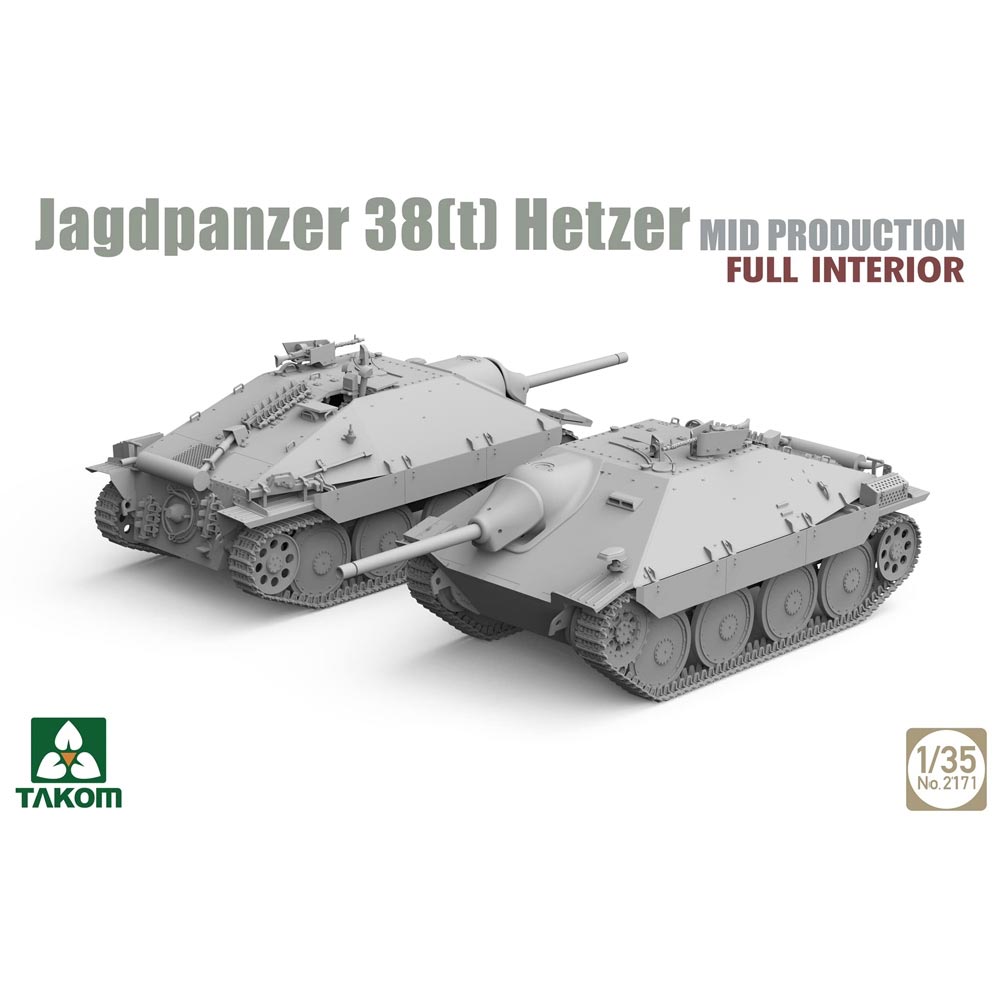 Takom 2171 WWII Jagdpanzer 38(t) Hetzer w/Interior Mid Prod. 1:35 Model Kit