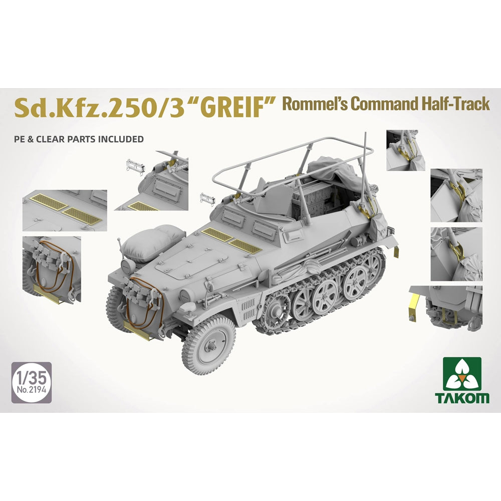 Takom 2194 German SdKfz 250/3 "Greif" Rommel's WWII Half-Track 1:35 Model Kit