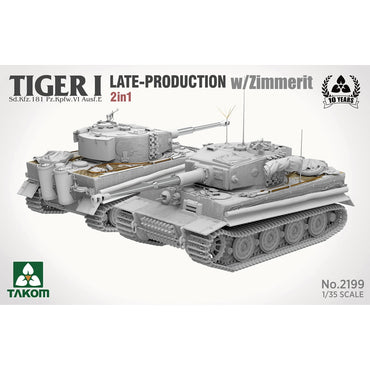 Takom 2199 German WWII Tiger I Late Command w/Zimmerit 2 in 1 1:35 Model Kit