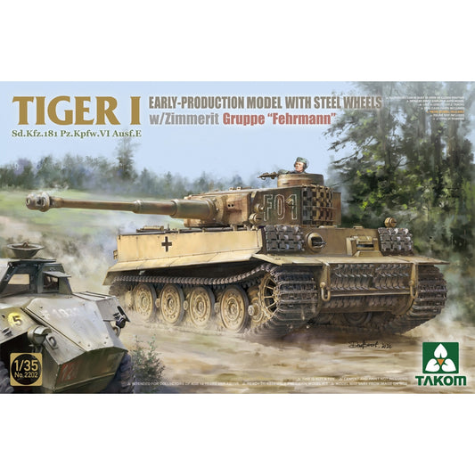 Takom 2202 German WWII Tiger I Early w/Zimmerit Gruppe Fehrmann 1:35 Model Kit