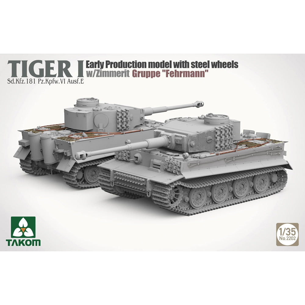 Takom 2202 German WWII Tiger I Early w/Zimmerit Gruppe Fehrmann 1:35 Model Kit