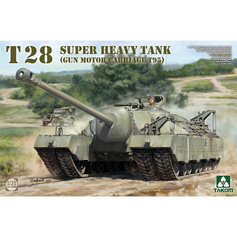 Takom 2209w T28 Box - T28 Tank + M28A1/A2 Tank 2-in-1 + Guide 1:35 Model Kits