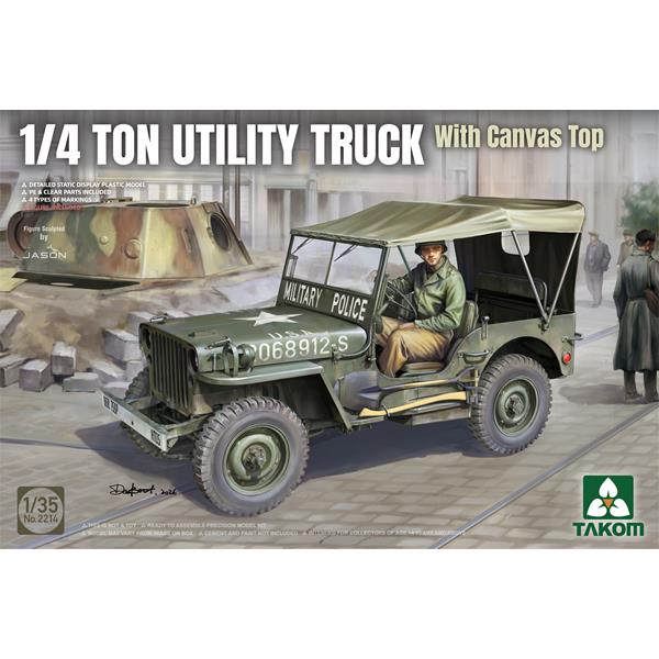 Takom 2214 1/4 ton Utility Truck (Jeep) with canvas top 1:35 Model Kit