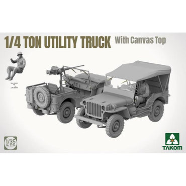 Takom 2214 1/4 ton Utility Truck (Jeep) with canvas top 1:35 Model Kit