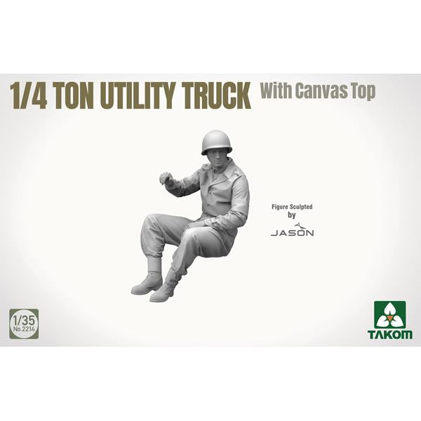 Takom 2214 1/4 ton Utility Truck (Jeep) with canvas top 1:35 Model Kit