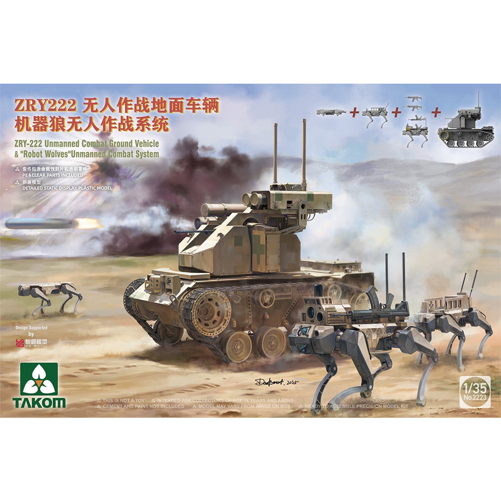 Takom 2223 ZRY-222 UCGV & Robot Wolves Unmanned Combat System 1:35 Model Kit