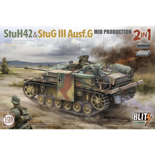 Takom 8017 StuH 42 & StuG III Ausf.G Mid Production 2-in-1 1:35 Model Kit