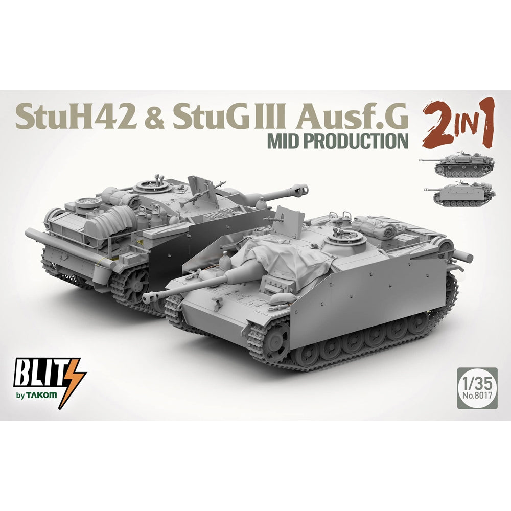 Takom 8017 StuH 42 & StuG III Ausf.G Mid Production 2-in-1 1:35 Model Kit