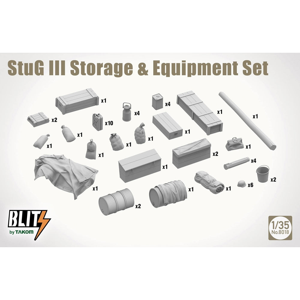 Takom 8018 German StuG III Assault Gun Storage & Equipment Set 1:35 Model Kit