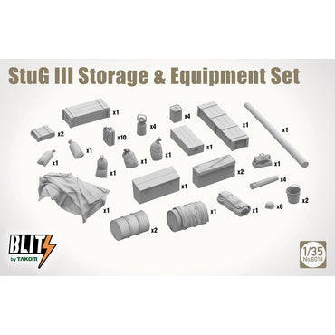 Takom 8018 German StuG III Assault Gun Storage & Equipment Set 1:35 Model Kit