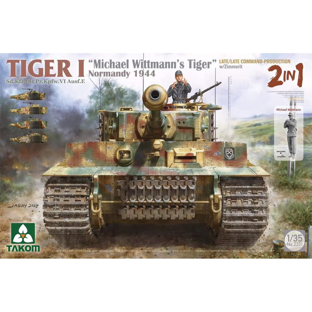 Takom 2201 Tiger I Wittmann's Normandy 1944 Late w/Zimmerit 2in1 1:35 Model Kit
