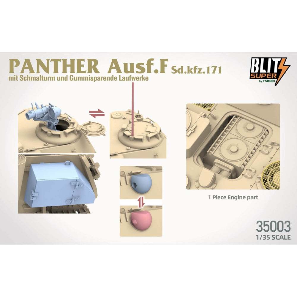 Takom 35003 Panther Ausf. F Sd.kfz.171 Tank 1:35 Model  Kit