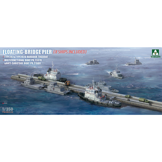 Takom 6015 Floating-Bridge Pier (8 Ships Included) 1:350 Model Kit