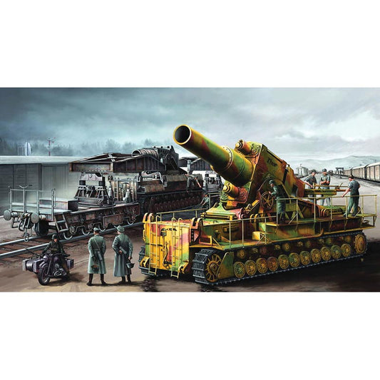 Trumpeter 209 Mörser Karl-Gerät 040/041 on Railway Transp. Carrier (late) 1:35 Model Kit