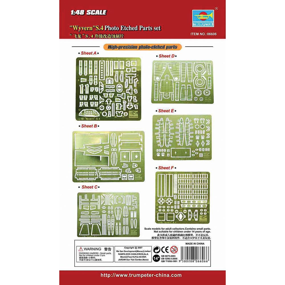Trumpeter 6606 Westland Wyvern S Mk 4 photo etch parts set 1:48 Model Kit