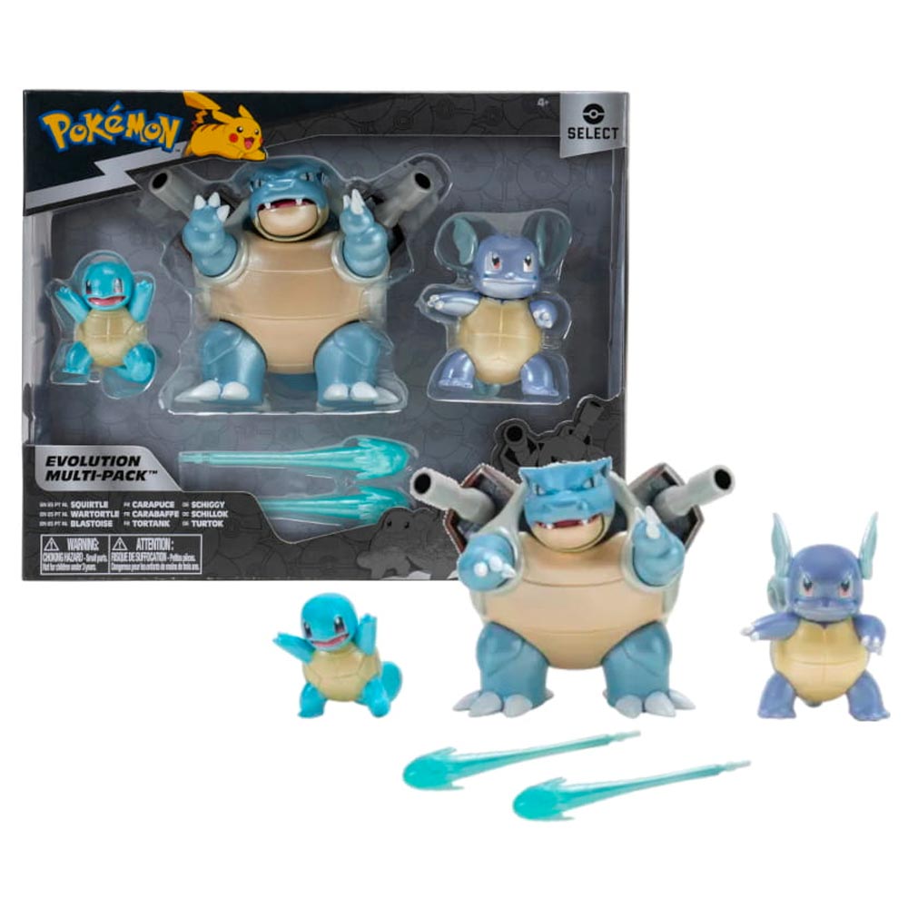 Pokemon Select Squirtle, Wartortle, Blastoise Evolution Figure Multipack PKW2773