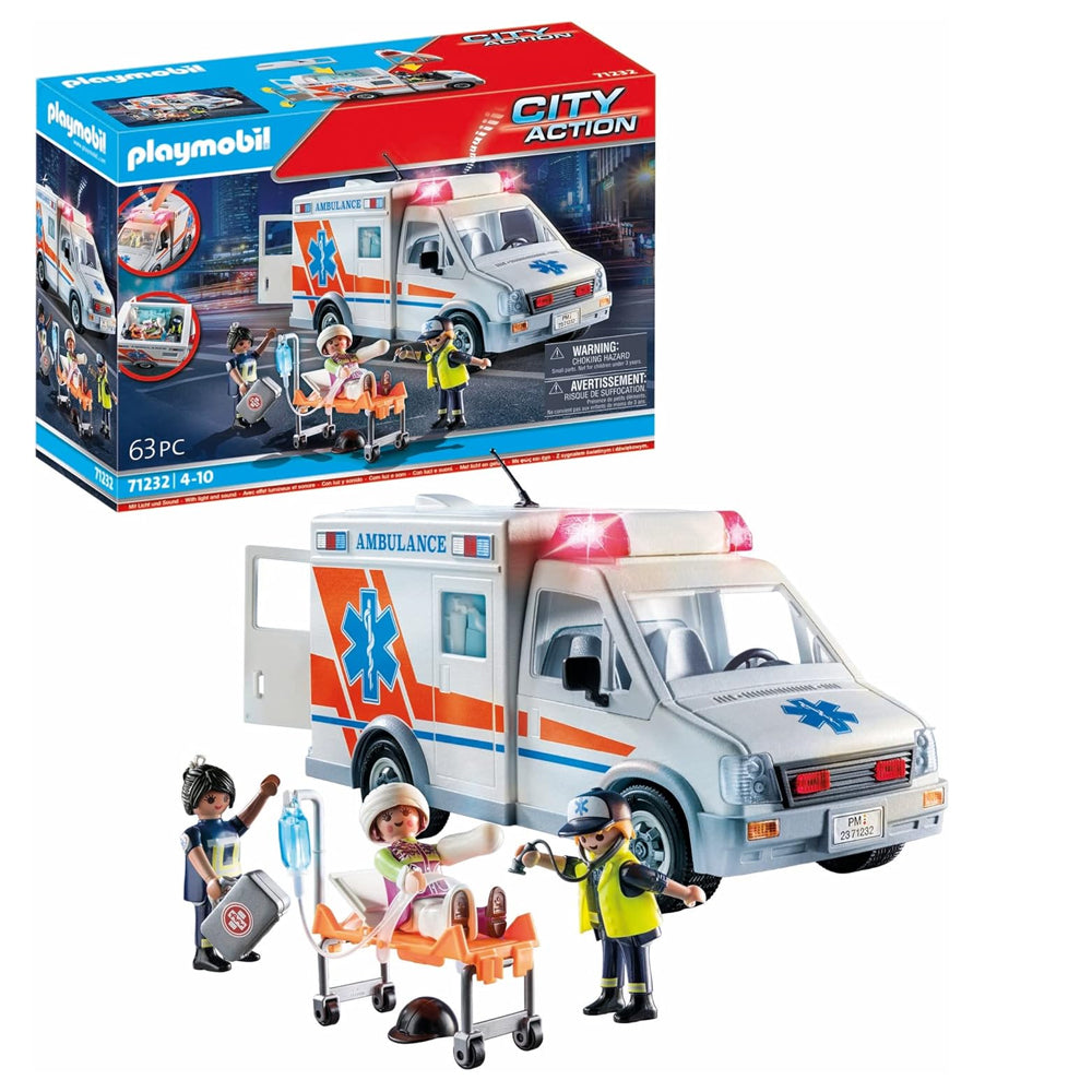 PLAYMOBIL 71232 City Action Ambulance with Sound and Lights