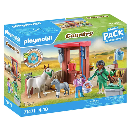 Playmobil Country 71471 Farmyard Vet w/Donkeys Starter Pack 55pcs Age 4-10
