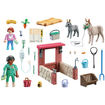 Playmobil Country 71471 Farmyard Vet w/Donkeys Starter Pack 55pcs Age 4-10