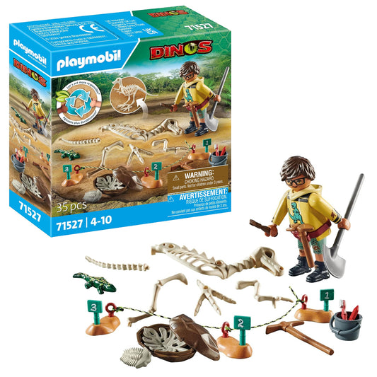 PLAYMOBIL 71527 Dinos: Excavation Site with Dino Skeleton Age 4-10 35pcs