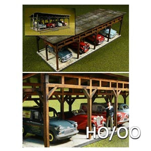 Proses LS-006 Laser-Cut 4 Car Shed Kit H0/00