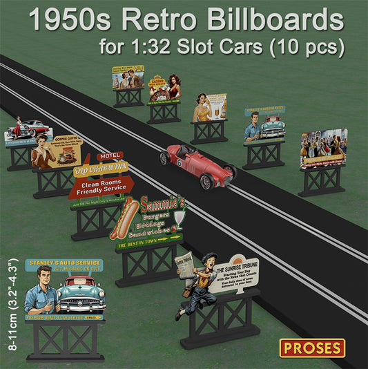 Proses PLS060 HO/OO Scale Laser-Cut UV Printed 50s Billboards (10 in a set) 1:76