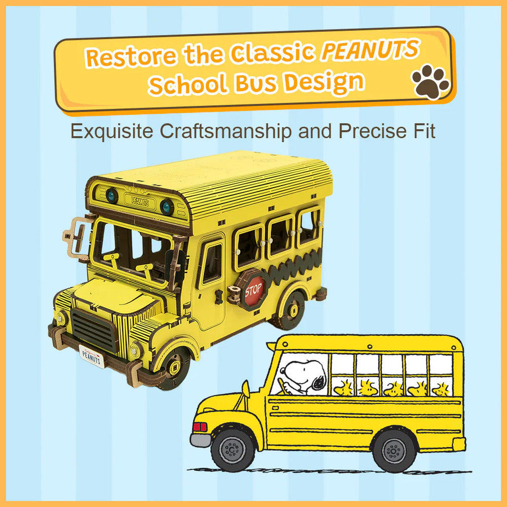 Puremind Peanuts: Snoopy Yellow School Bus PM1204