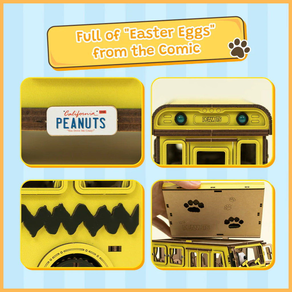 Puremind Peanuts: Snoopy Yellow School Bus PM1204