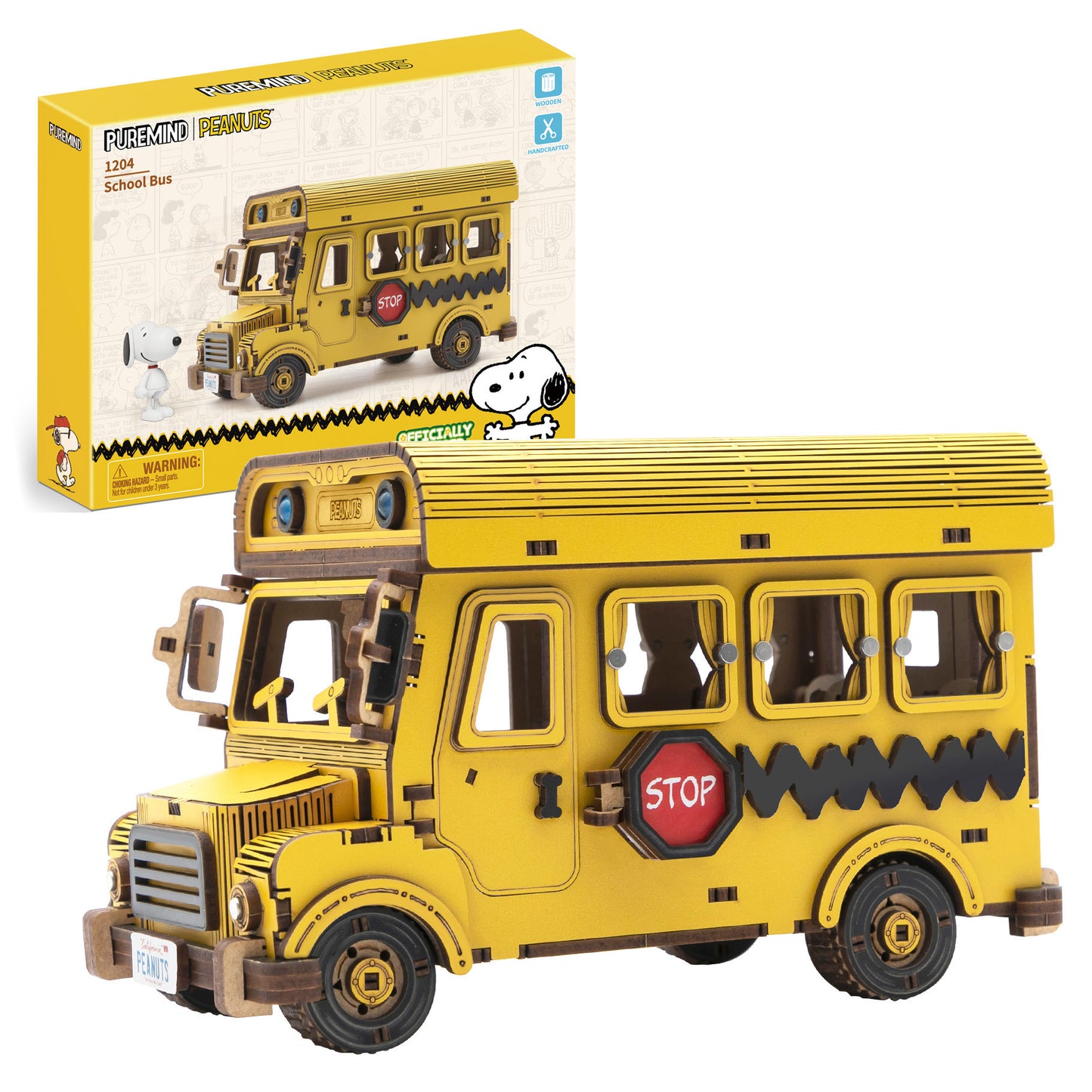 Puremind Peanuts: Snoopy Yellow School Bus PM1204