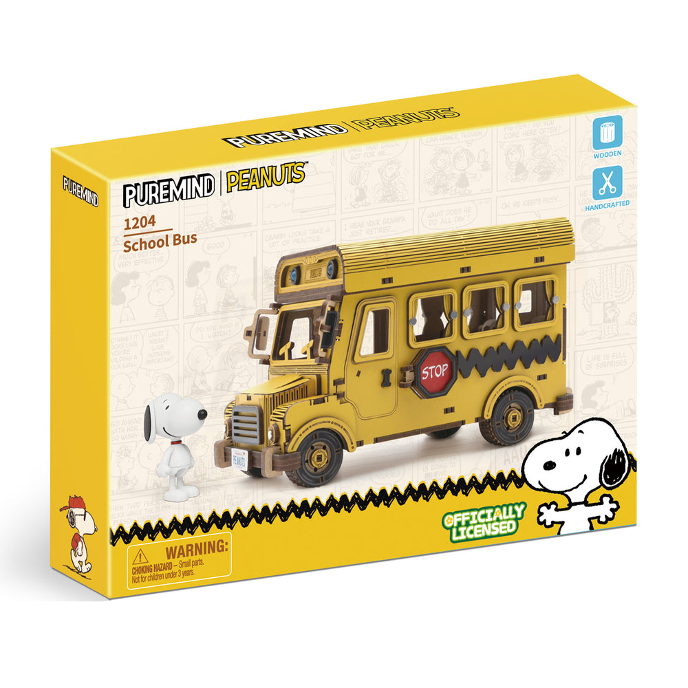 Puremind Peanuts: Snoopy Yellow School Bus PM1204